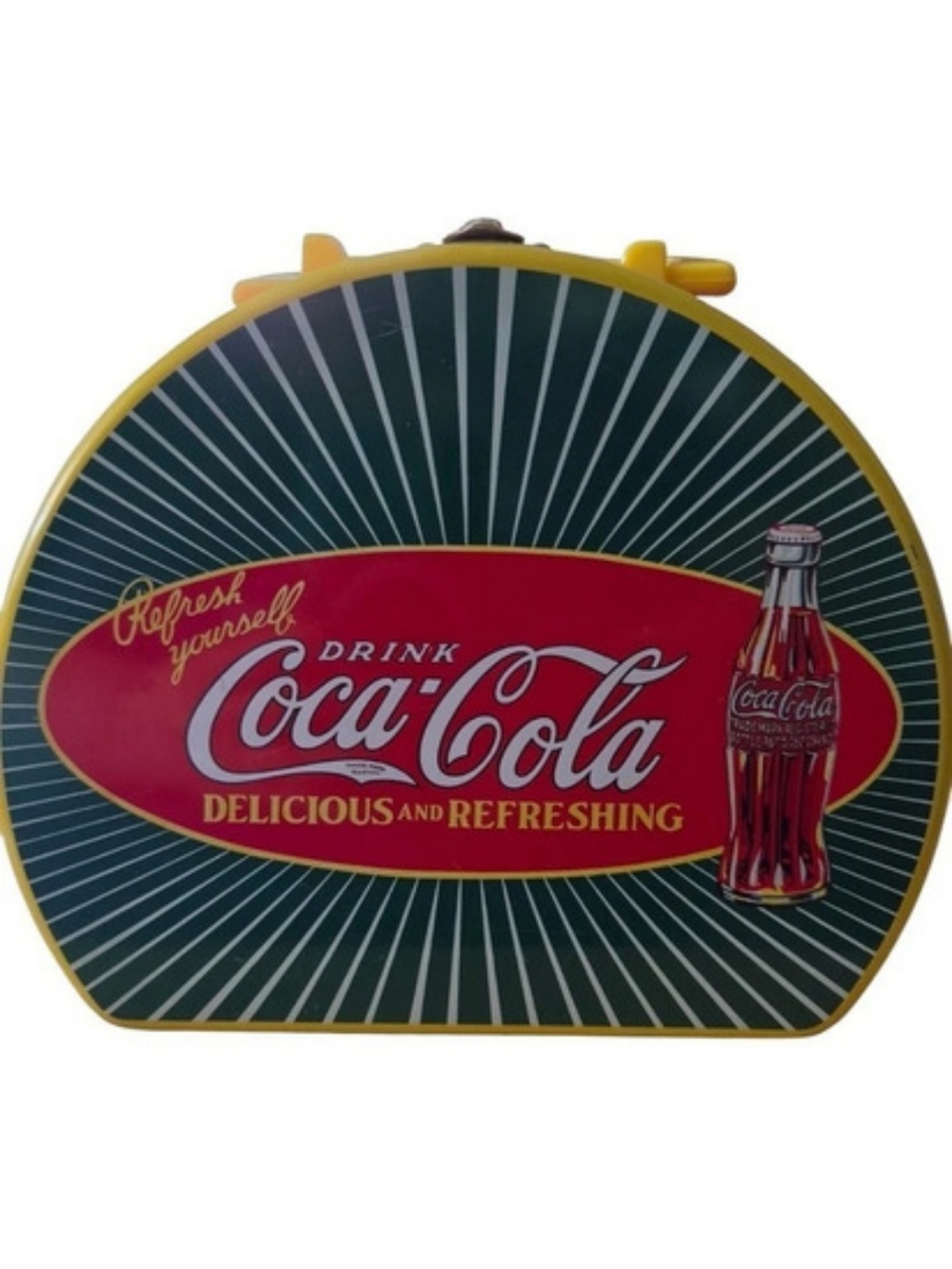 Coca-Cola Brand Lunchbox Red & Yellow Metal Lunchbox